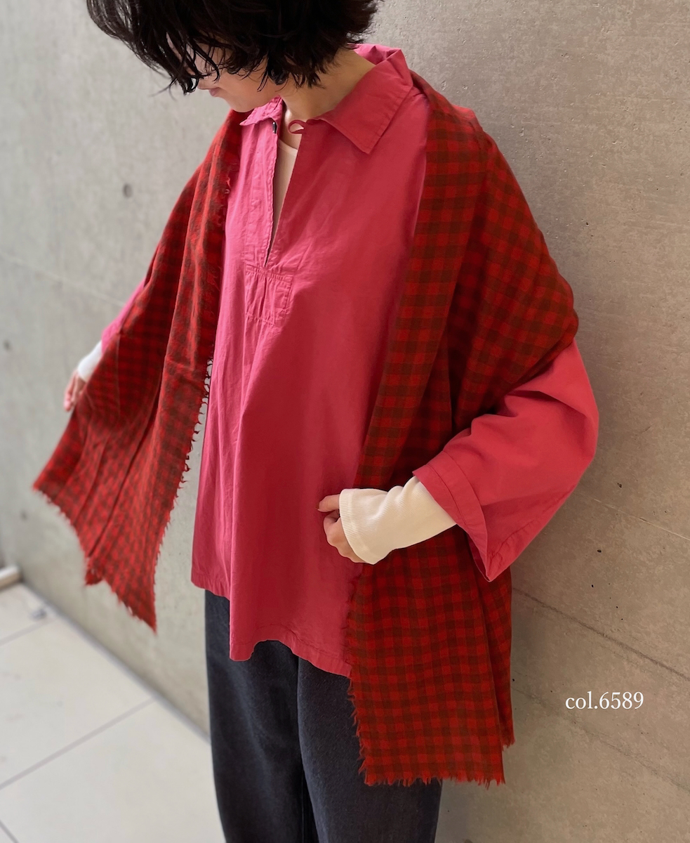 INAM2571(ストール) WOOL GINGHAM LONG STOLE