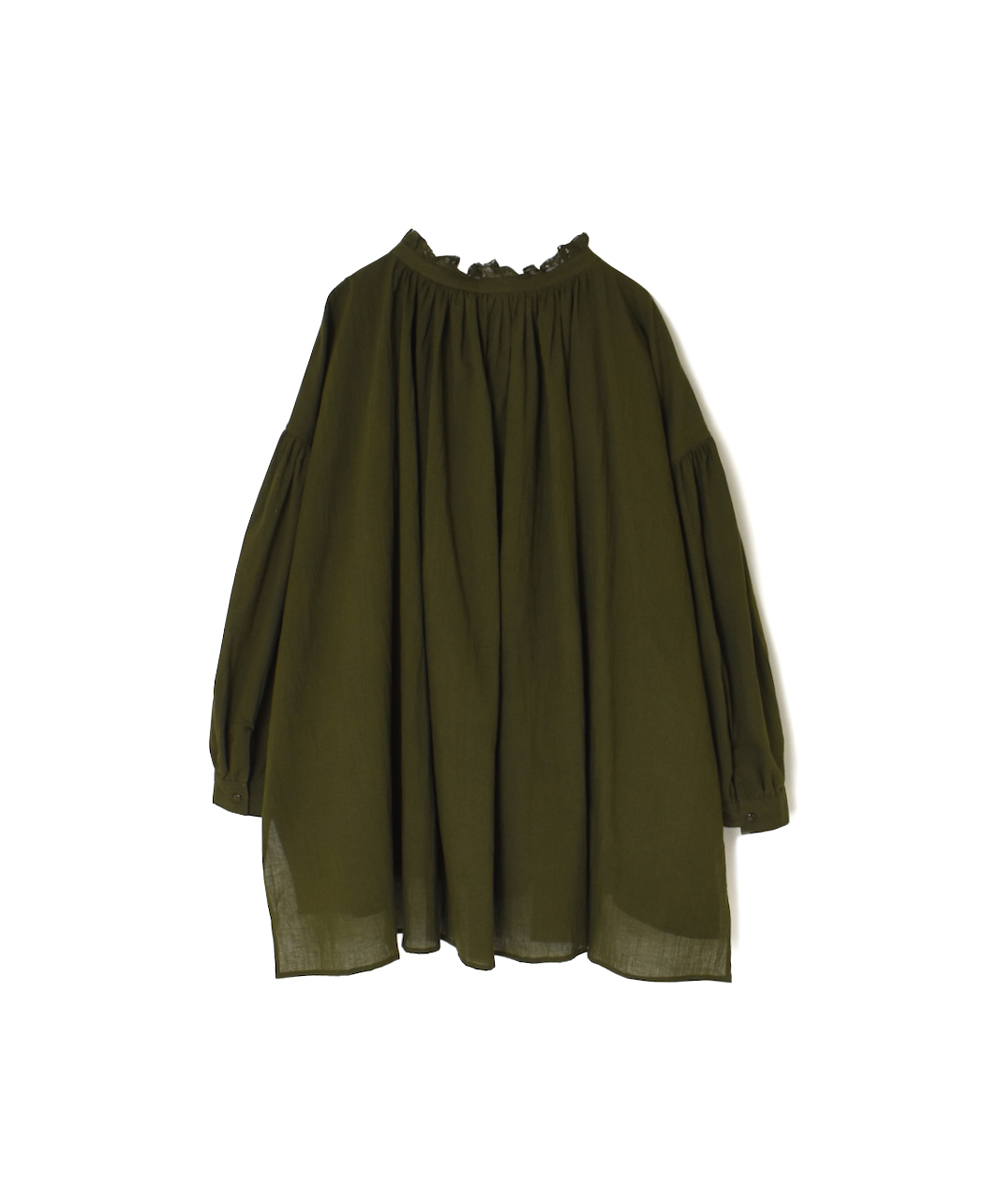 NSL25622(シャツ) 60s CAMBRIC PLAIN WITH LACE STRING COLLAR GATHERED SHIRT