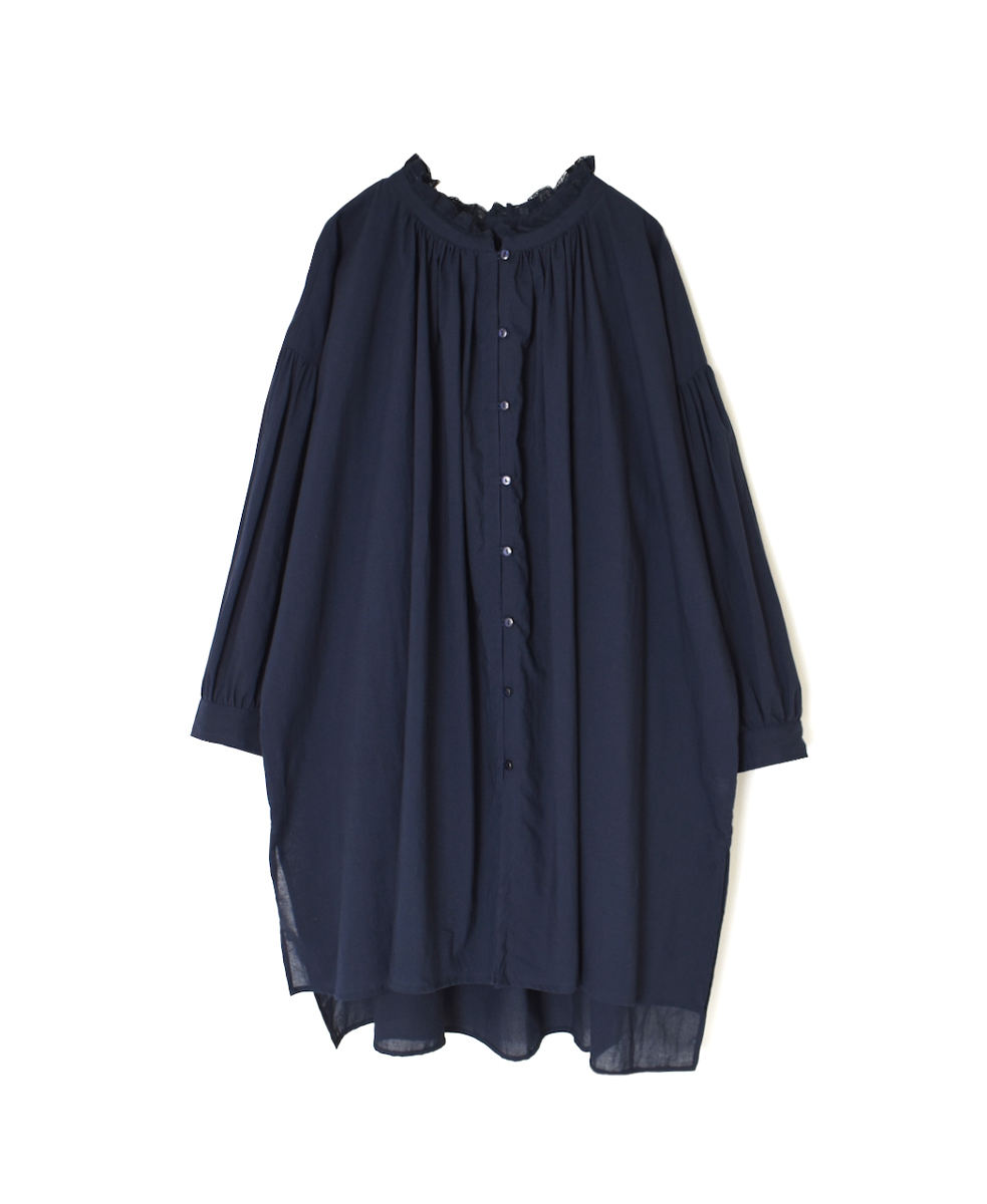 NSL25623(チュニック) 60s CAMBRIC PLAIN WITH LACE COLLAR GATHERED TUNIC SHIRT