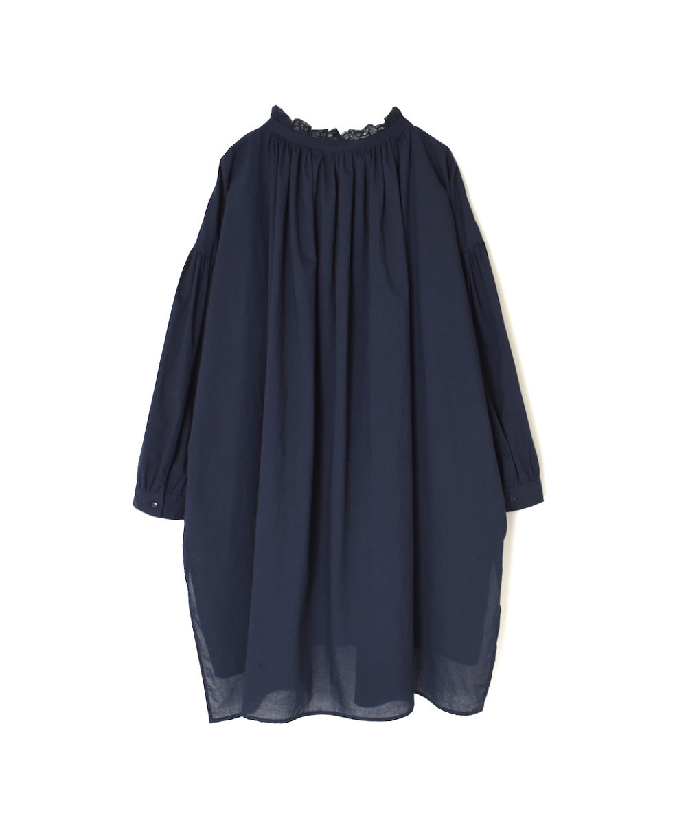 NSL25623(チュニック) 60s CAMBRIC PLAIN WITH LACE COLLAR GATHERED TUNIC SHIRT