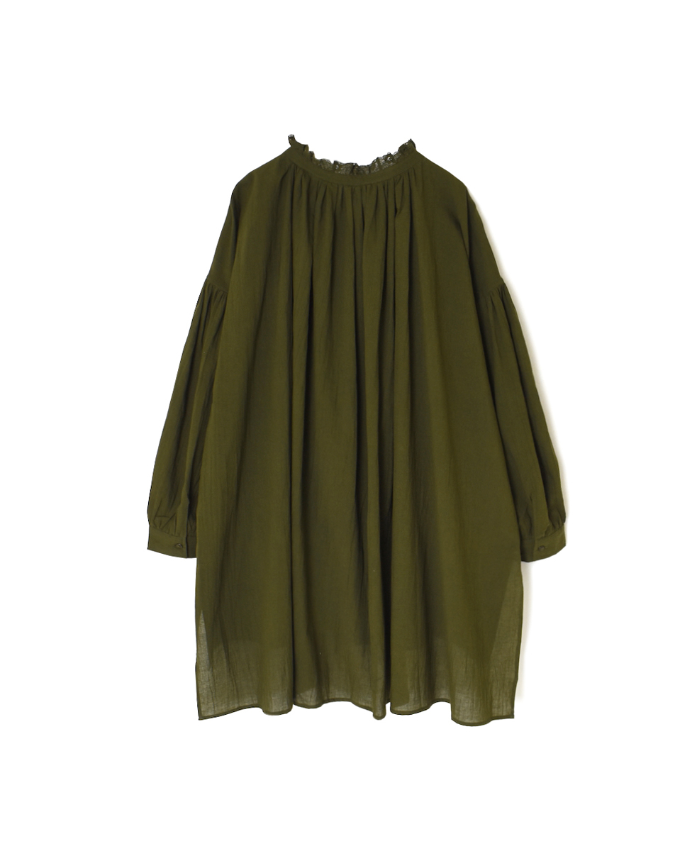 NSL25623(チュニック) 60s CAMBRIC PLAIN WITH LACE COLLAR GATHERED TUNIC SHIRT