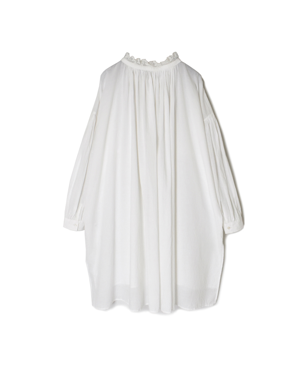 NSL25623(チュニック) 60s CAMBRIC PLAIN WITH LACE COLLAR GATHERED TUNIC SHIRT