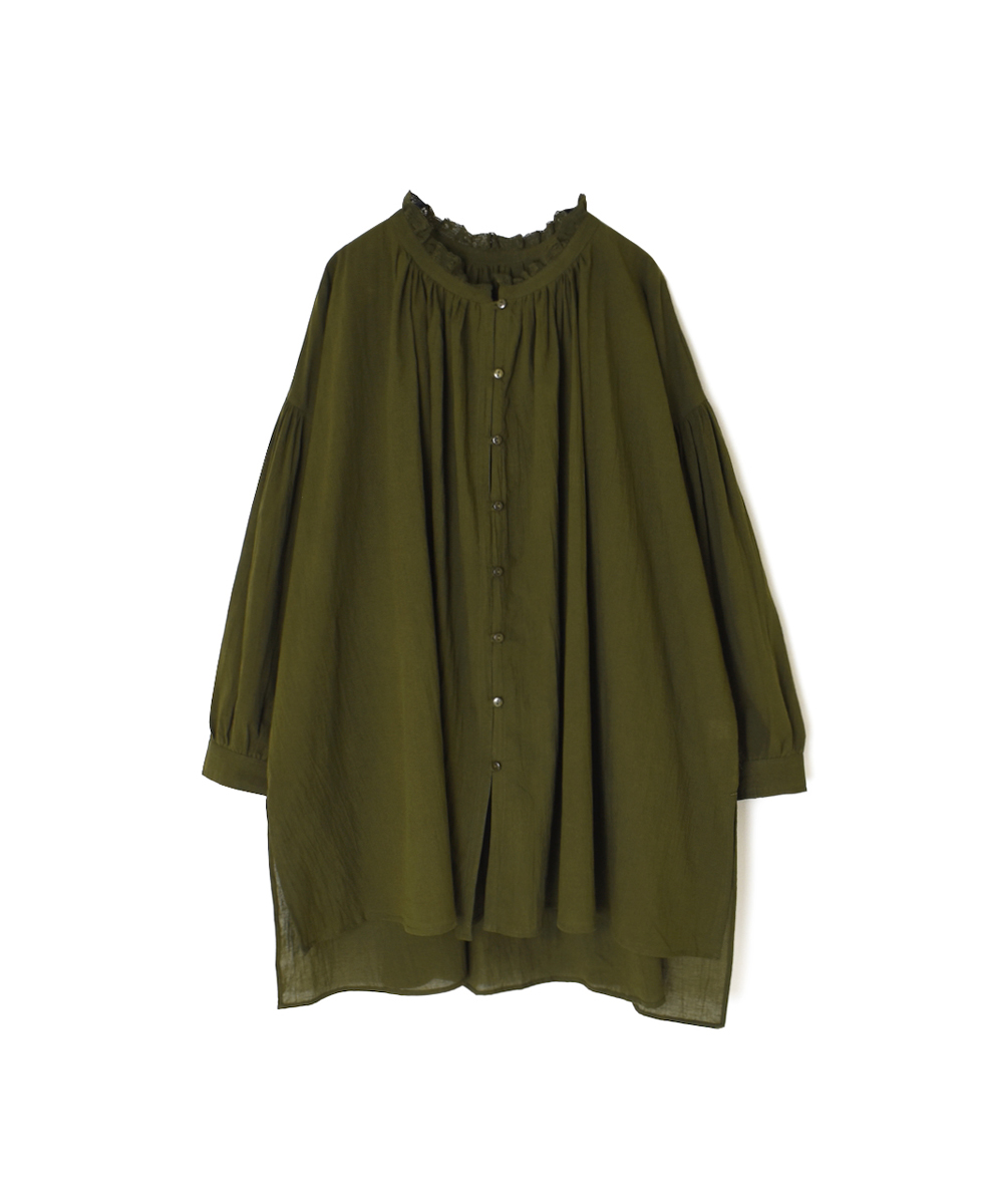 NSL25623(チュニック) 60s CAMBRIC PLAIN WITH LACE COLLAR GATHERED TUNIC SHIRT
