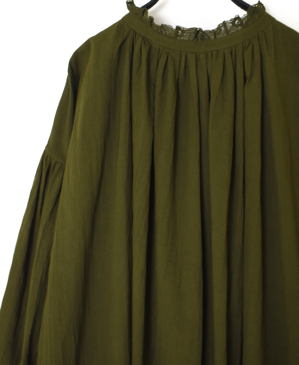 NSL25623(チュニック) 60s CAMBRIC PLAIN WITH LACE COLLAR GATHERED TUNIC SHIRT