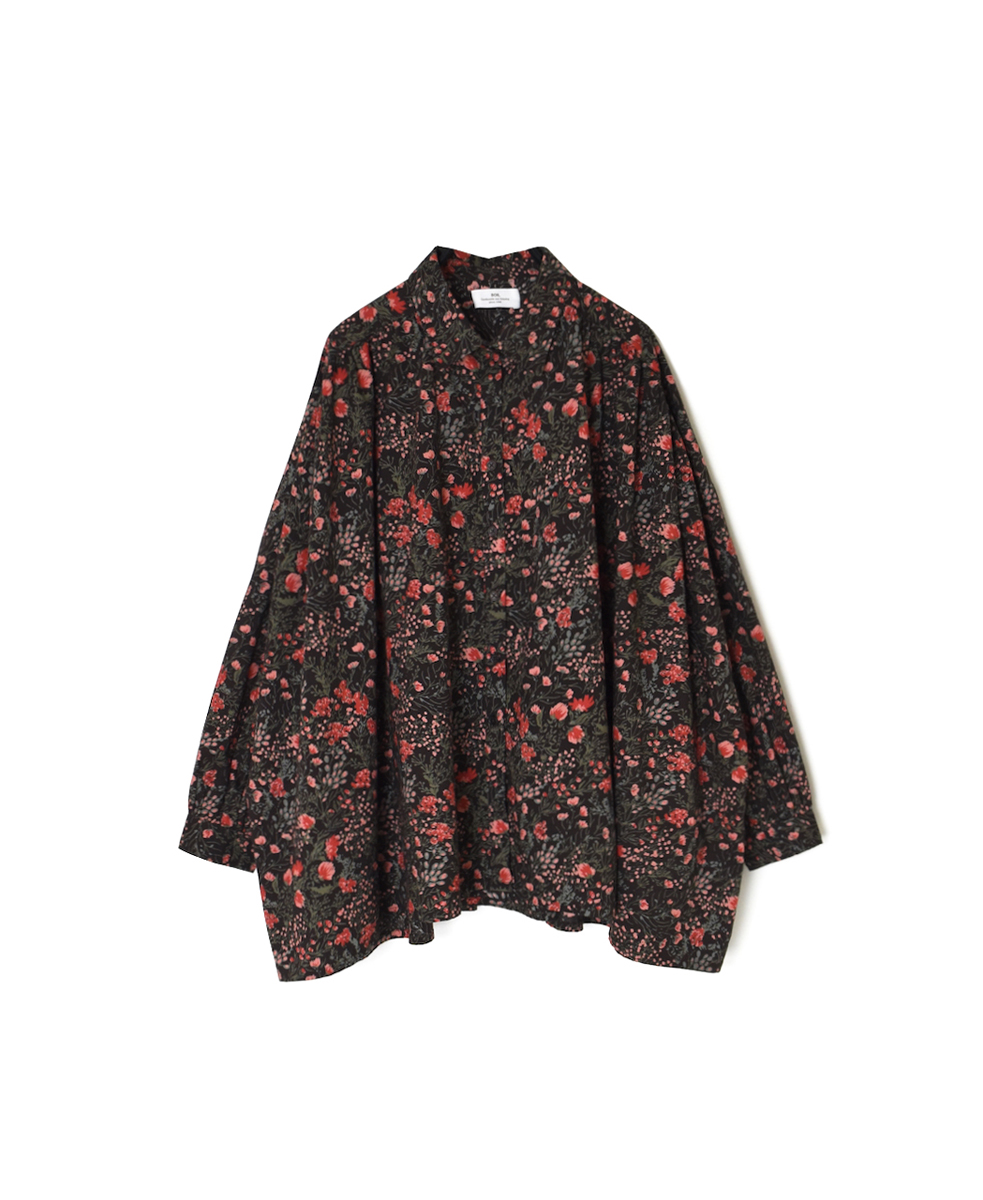 NSL25591(シャツ) 60s CAMBRIC FLOWER PRINT REGULAR COLLAR GATHERED SHIRT