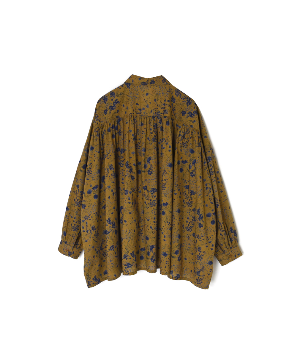 NSL25591(シャツ) 60s CAMBRIC FLOWER PRINT REGULAR COLLAR GATHERED SHIRT
