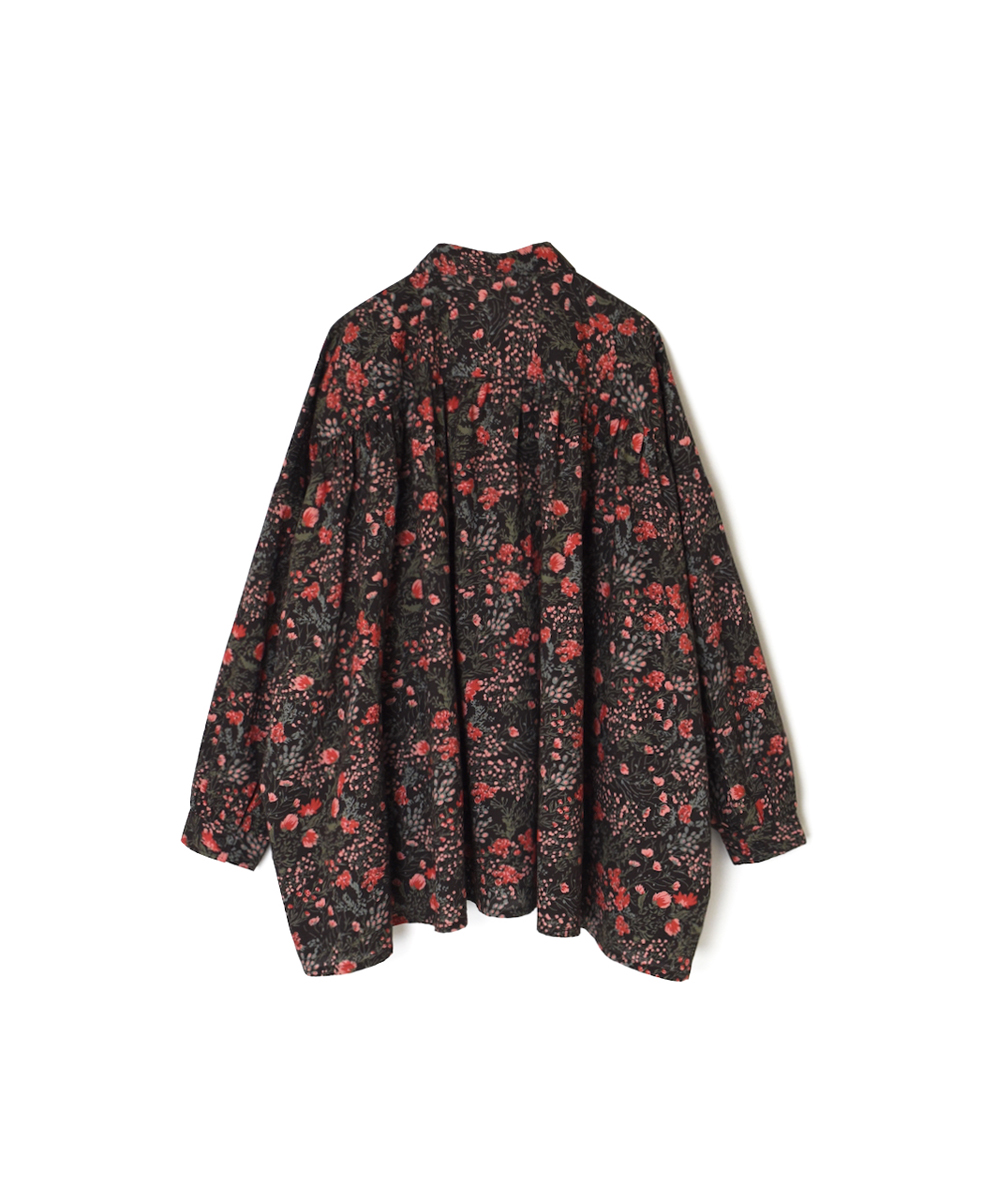 NSL25591(シャツ) 60s CAMBRIC FLOWER PRINT REGULAR COLLAR GATHERED SHIRT