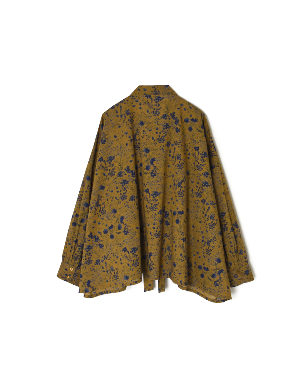 NSL25592(シャツ) 60s CAMBRIC FLOWER PRINT TAI GATHER FLY FRONT SHIRT