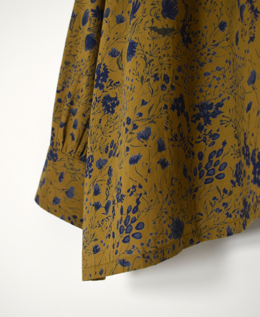 NSL25592(シャツ) 60s CAMBRIC FLOWER PRINT TAI GATHER FLY FRONT SHIRT