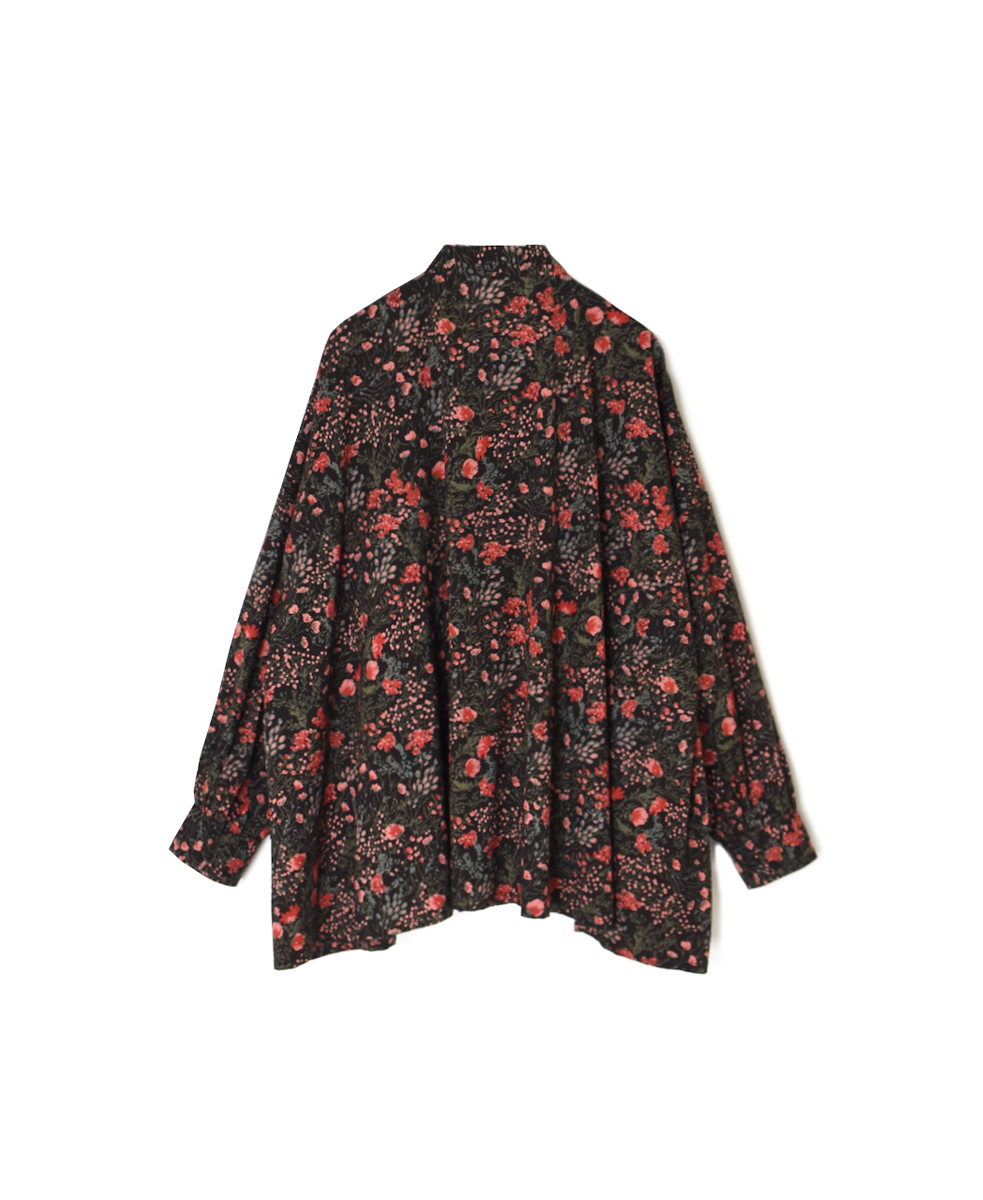 NSL25592(シャツ) 60s CAMBRIC FLOWER PRINT TAI GATHER FLY FRONT SHIRT
