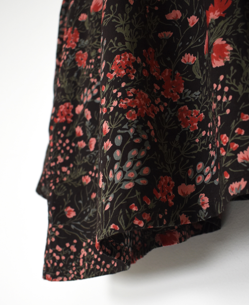 NSL25592(シャツ) 60s CAMBRIC FLOWER PRINT TAI GATHER FLY FRONT SHIRT