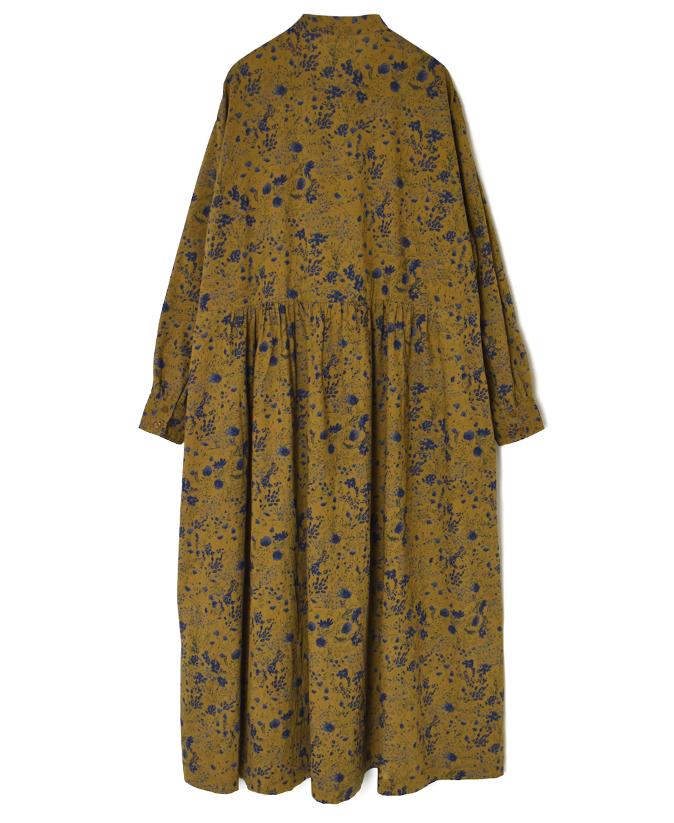 NSL25593(ワンピース) 60s CAMBRIC FLOWER PRINT TAI GATHER FLY FRONT PULLOVER DRESS