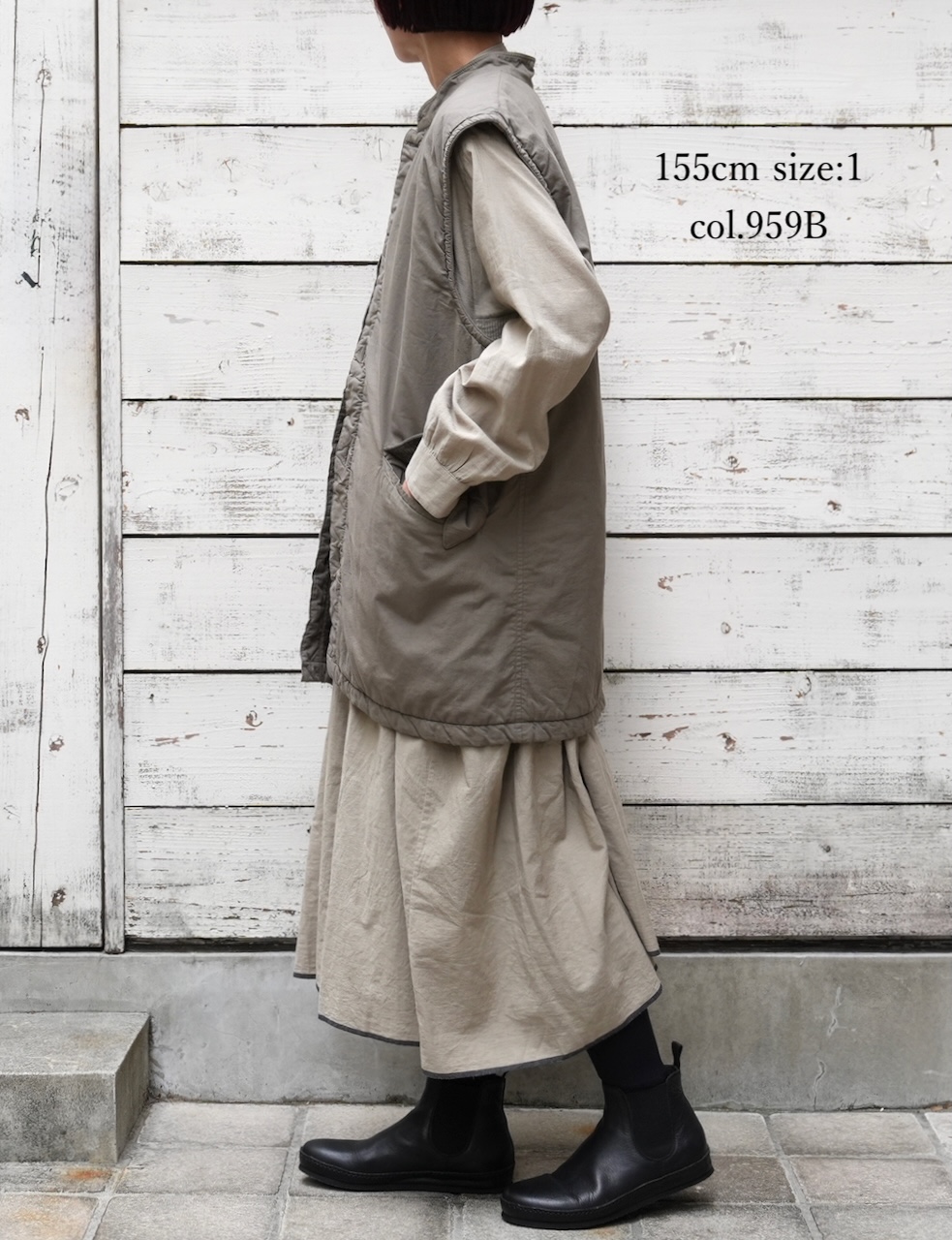 MDSH2553D(ベスト) PADDED 40s POPLIN FLANNEL LINING BANDED COLLAR VEST