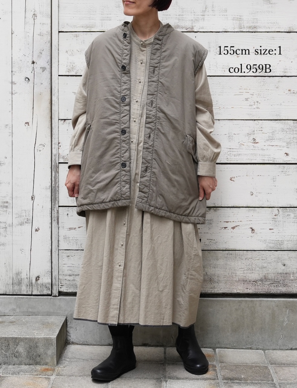 MDSH2553D(ベスト) PADDED 40s POPLIN FLANNEL LINING BANDED COLLAR VEST