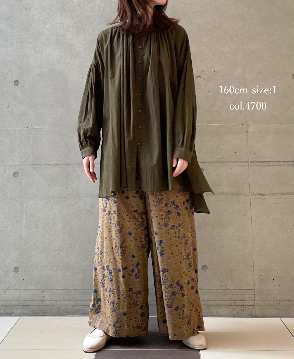 NSL25623(チュニック) 60s CAMBRIC PLAIN WITH LACE COLLAR GATHERED TUNIC SHIRT