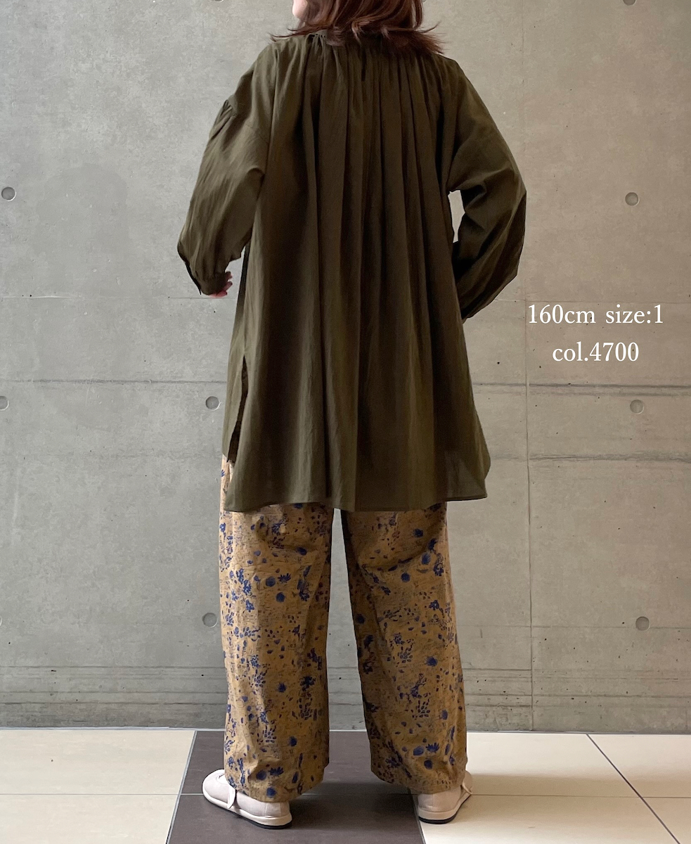 NSL25623(チュニック) 60s CAMBRIC PLAIN WITH LACE COLLAR GATHERED TUNIC SHIRT