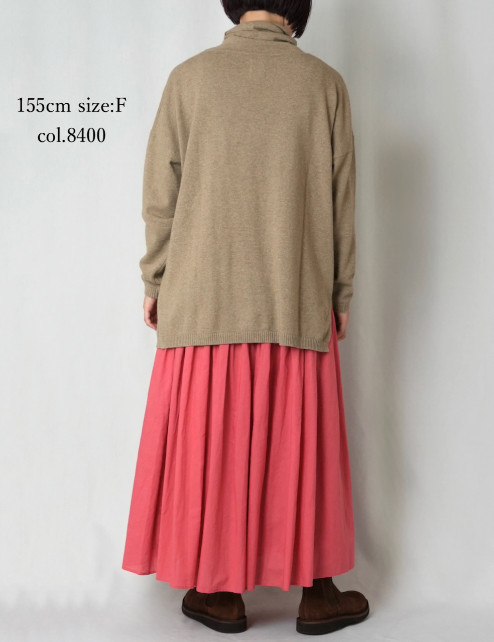 NMDSN2251D(ニット) 12GG PLAIN STITCH DROP SHOULDER POLO NECK WITH SLIT