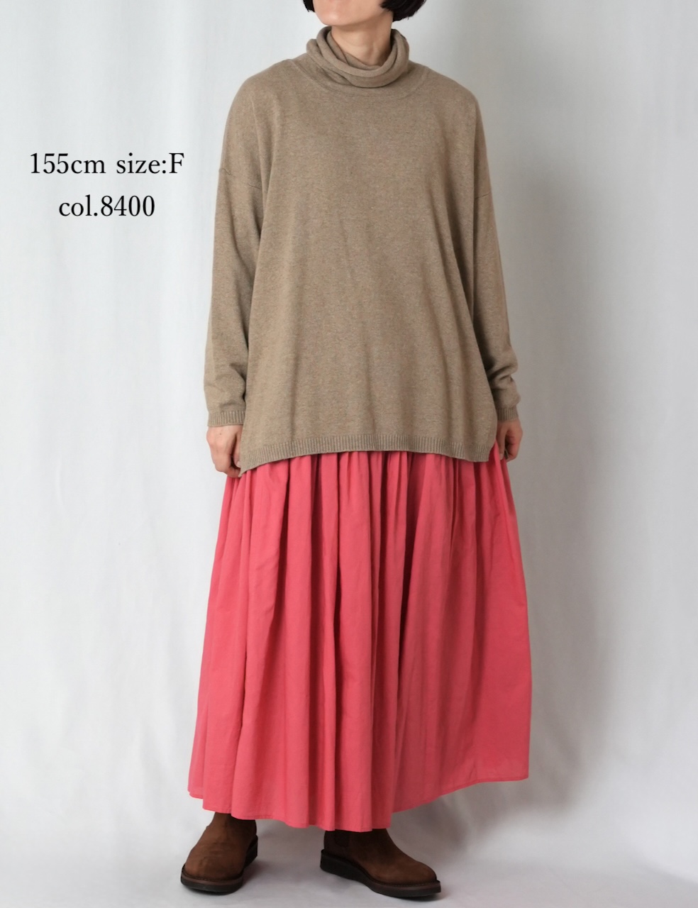 NMDSN2251D(ニット) 12GG PLAIN STITCH DROP SHOULDER POLO NECK WITH SLIT