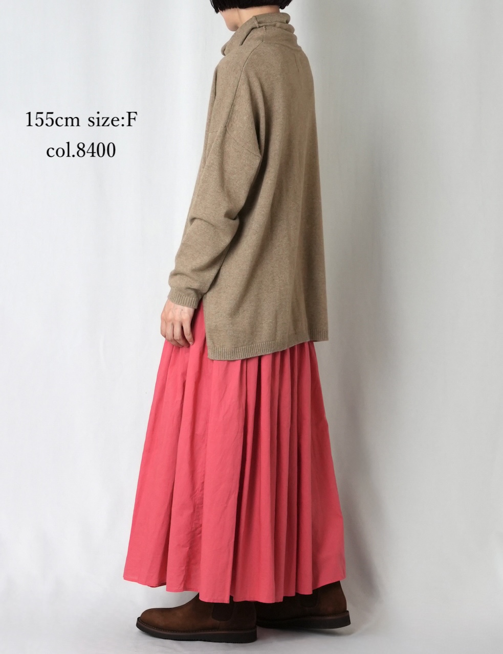 NMDSN2251D(ニット) 12GG PLAIN STITCH DROP SHOULDER POLO NECK WITH SLIT