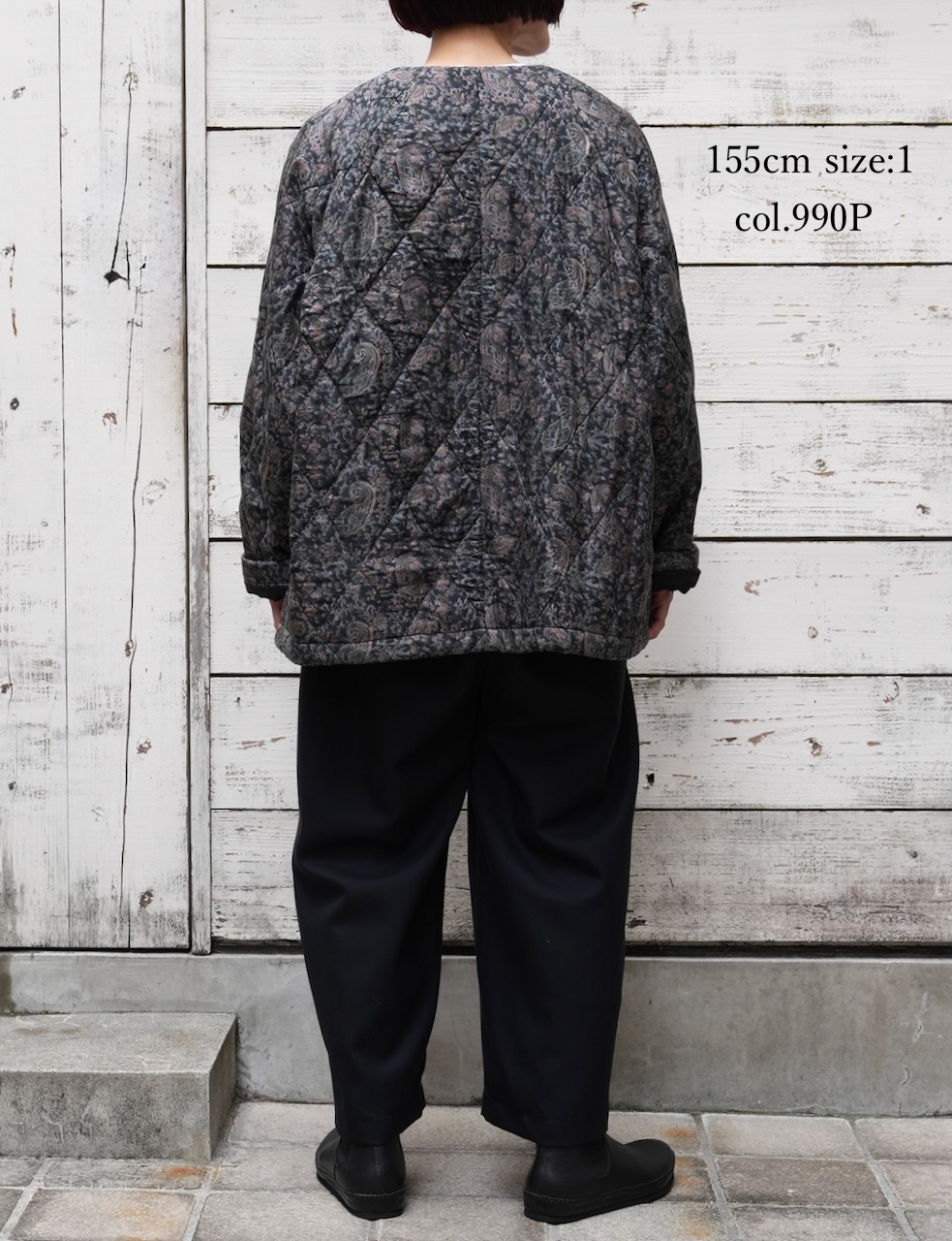 NMDS25572(ジャケット) PADDED BANGALORE SILK PAISLEY PRINT NO-COLLAR DOUBLE JACKET