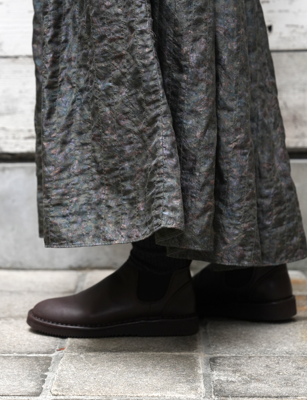 NMDS25574(スカート) STITCHED BANGALORE SILK PAISLEY PRINT RAJASTHAN TUCK GATHERED SKIRT WITH LINING