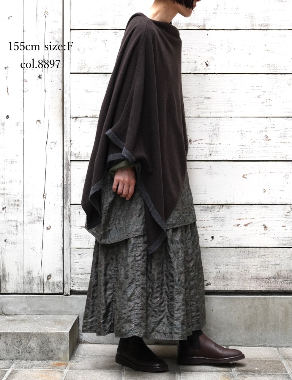 CNMDS1771P(ポンチョ) 12GG WOOL CASHMERE PLAIN PONCHO