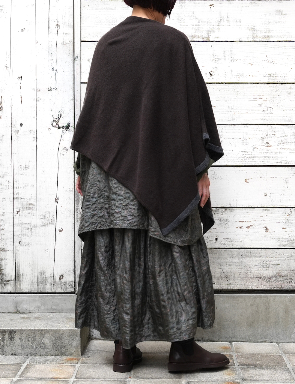 CNMDS1771P(ポンチョ) 12GG WOOL CASHMERE PLAIN PONCHO