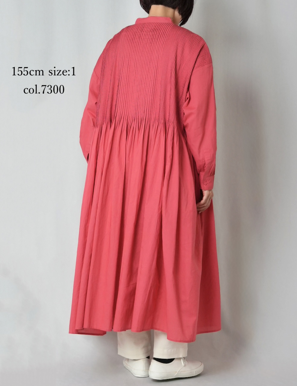 NMDS25523(ワンピース) 60s ORGANIC CAMBRIC PLAIN BANDED COLLAR DRESS WITH MINI PINTUCK