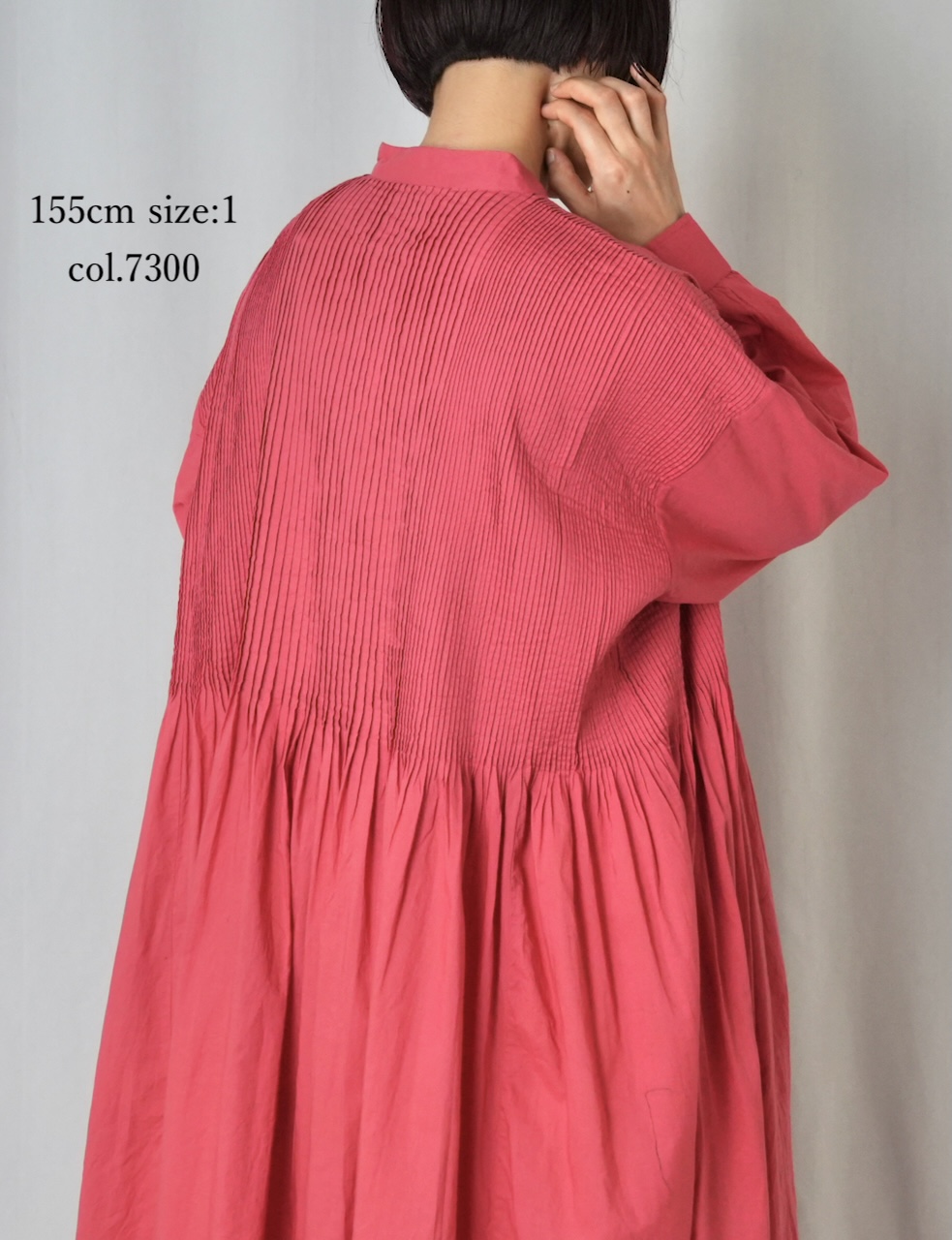 NMDS25523(ワンピース) 60s ORGANIC CAMBRIC PLAIN BANDED COLLAR DRESS WITH MINI PINTUCK