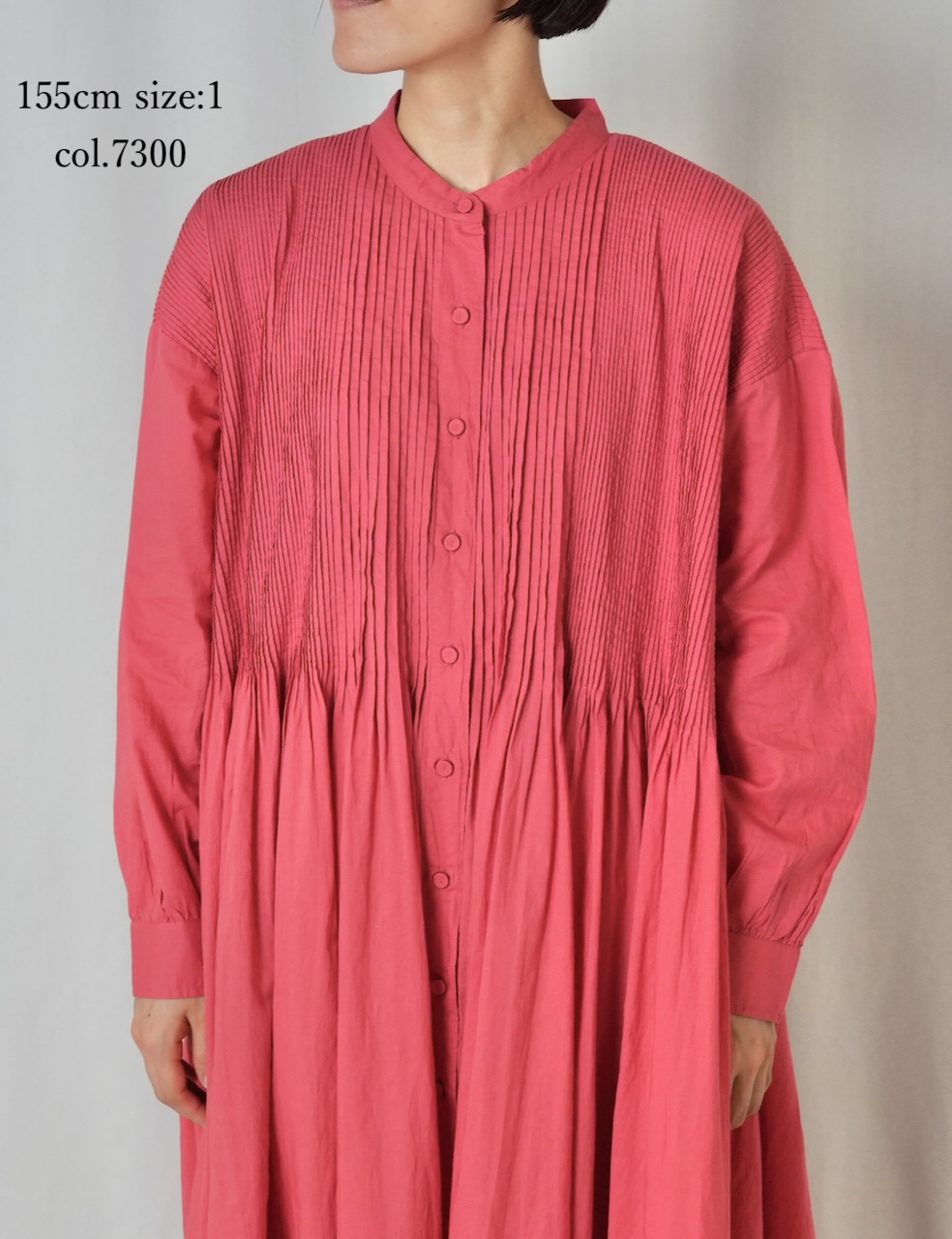 NMDS25523(ワンピース) 60s ORGANIC CAMBRIC PLAIN BANDED COLLAR DRESS WITH MINI PINTUCK