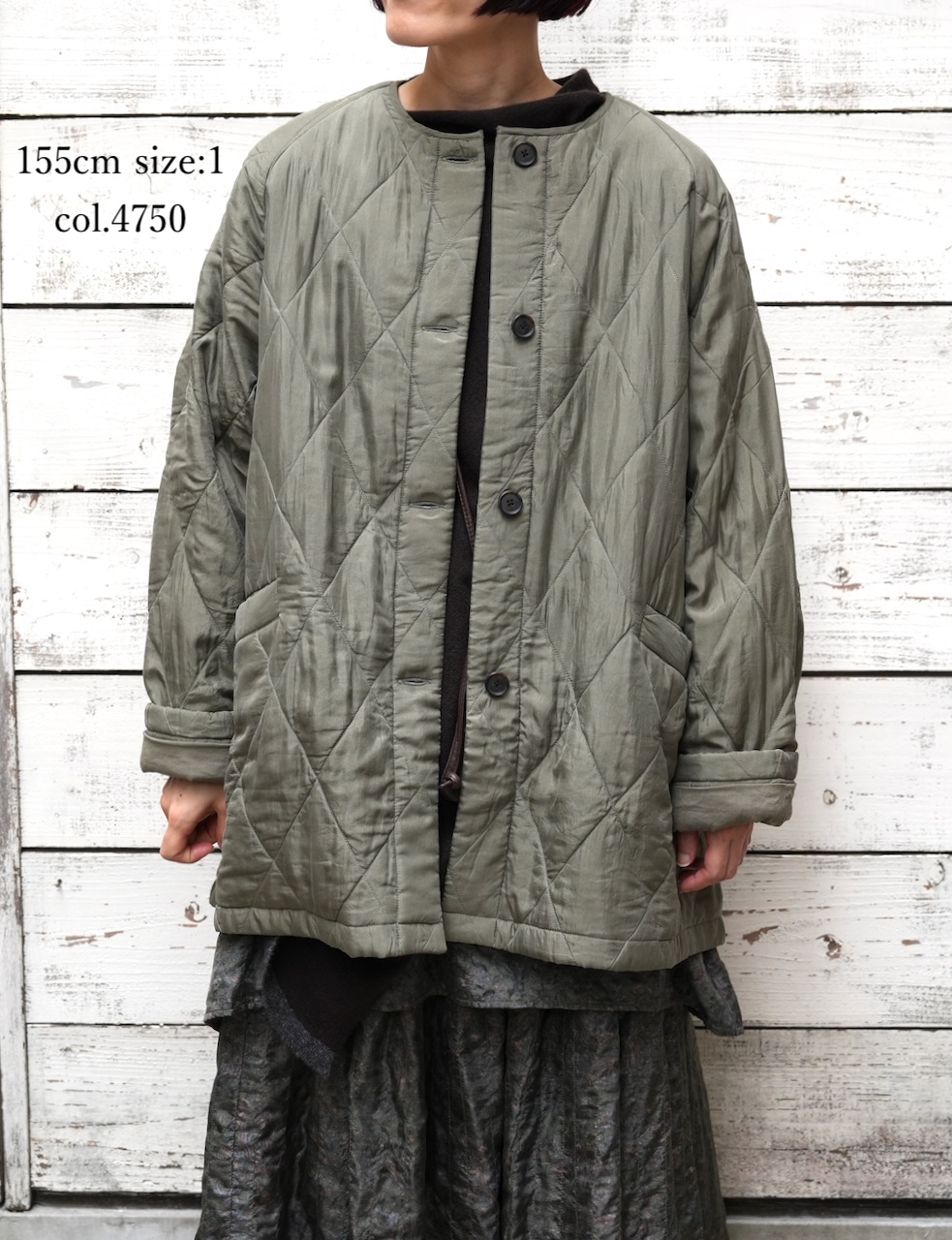 NMDS25582(コート) PADDED BANGALORE SILK PLAIN FRONT BUTTON SHORT COAT