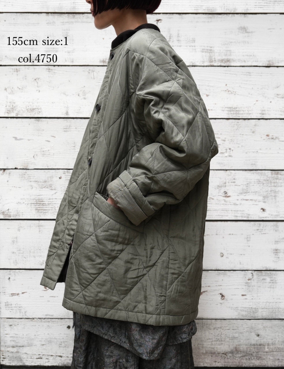 NMDS25582(コート) PADDED BANGALORE SILK PLAIN FRONT BUTTON SHORT COAT