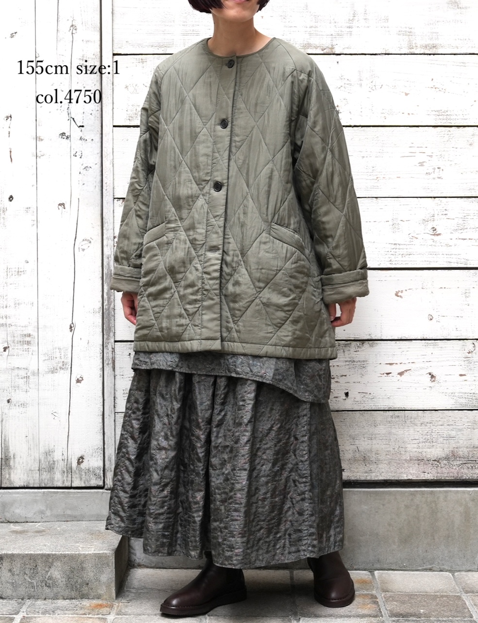 NMDS25582(コート) PADDED BANGALORE SILK PLAIN FRONT BUTTON SHORT COAT