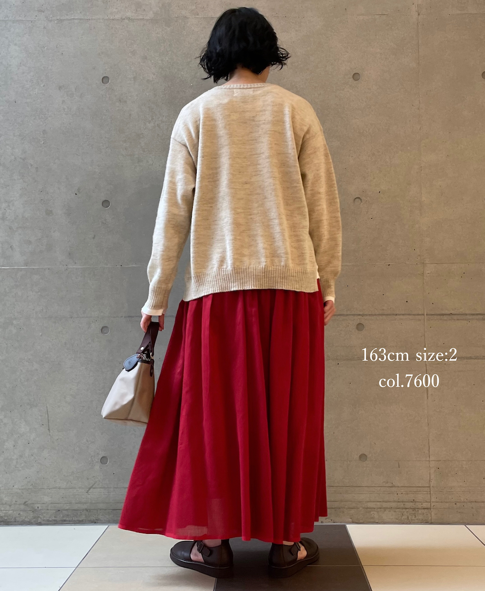 NMDS25545(スカート) PLAIN COTTON SILK RAJASTHAN TUCK GATHERED SKIRT WITH LINING