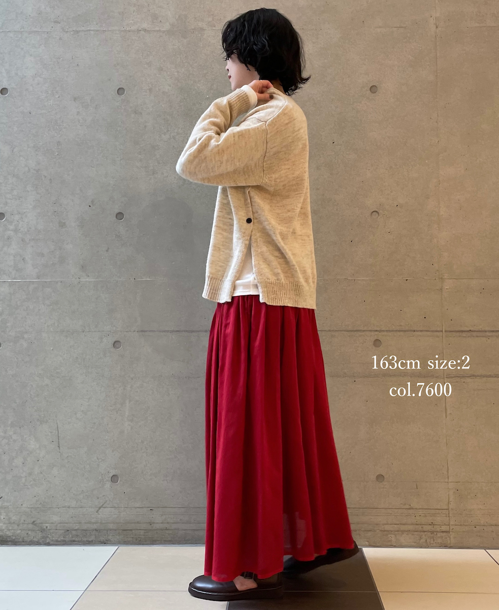 NMDS25545(スカート) PLAIN COTTON SILK RAJASTHAN TUCK GATHERED SKIRT WITH LINING