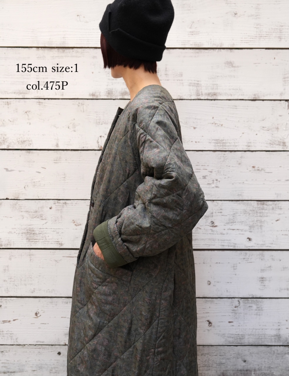 NMDS25571(コート) PADDED BANGALORE SILK PAISLEY PRINT C-NECK FRONT BUTTON COAT