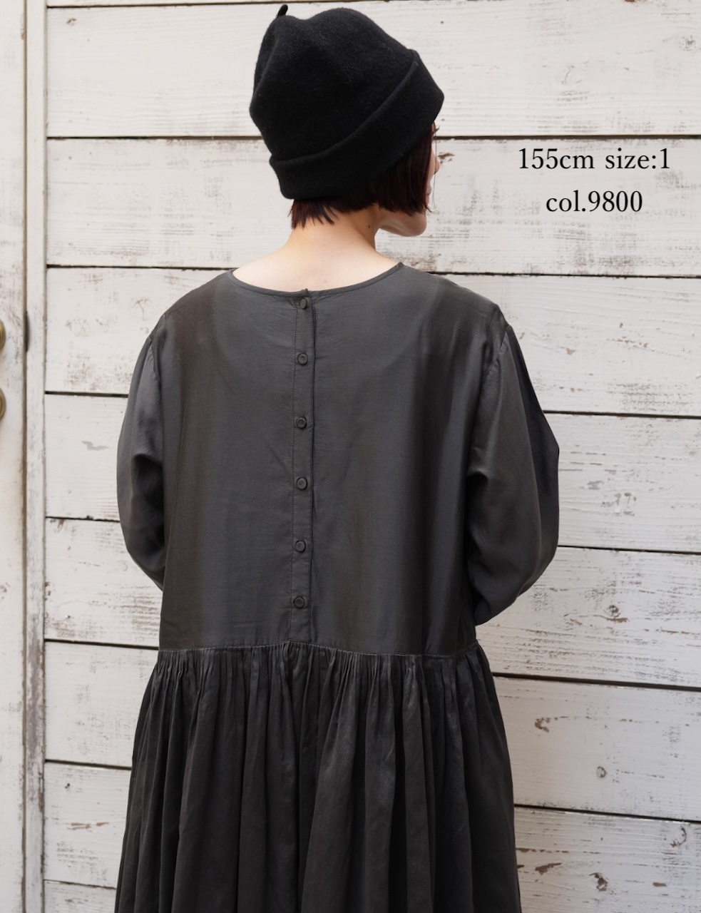 NMDS25544(ワンピース)  PLAIN COTTON SILK RAJASTHAN TUCK GATHERED DRESS