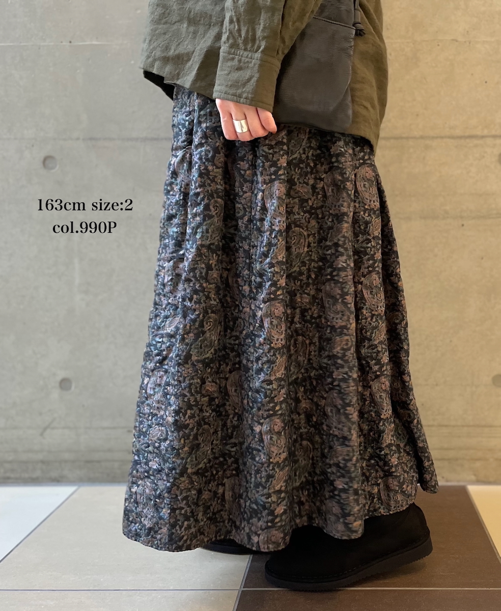 NMDS25574(スカート) STITCHED BANGALORE SILK PAISLEY PRINT RAJASTHAN TUCK GATHERED SKIRT WITH LINING