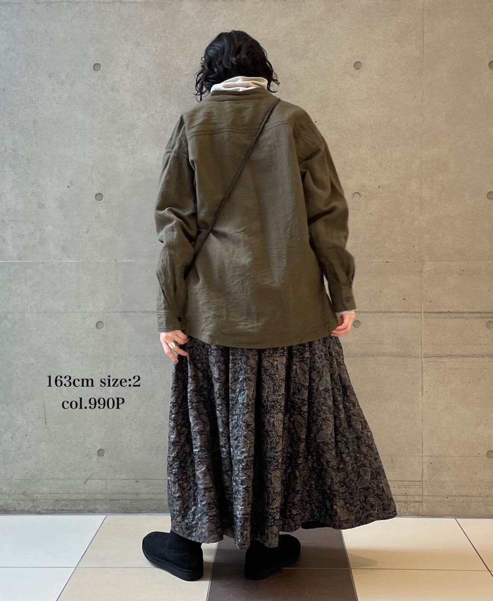 NMDS25574(スカート) STITCHED BANGALORE SILK PAISLEY PRINT RAJASTHAN TUCK GATHERED SKIRT WITH LINING