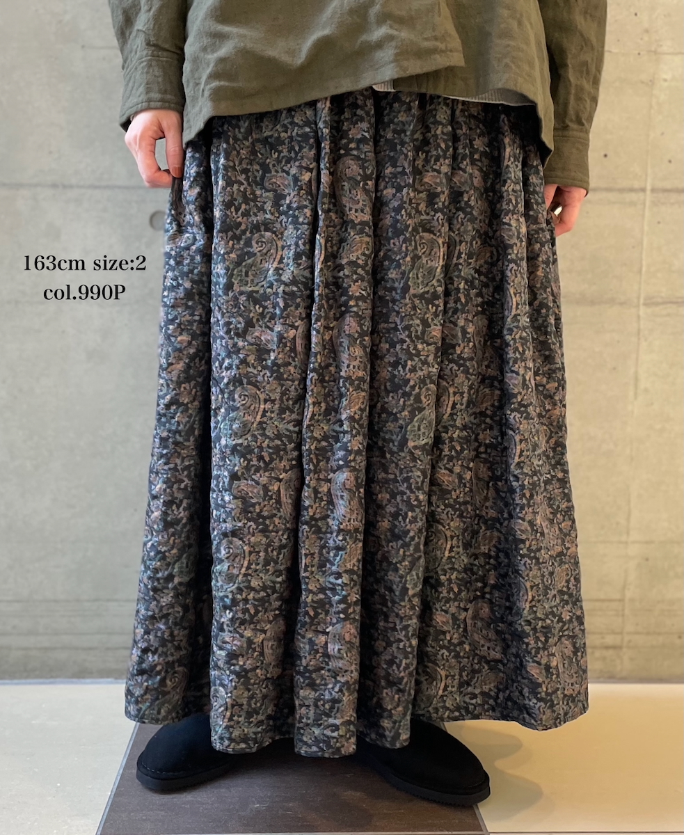 NMDS25574(スカート) STITCHED BANGALORE SILK PAISLEY PRINT RAJASTHAN TUCK GATHERED SKIRT WITH LINING