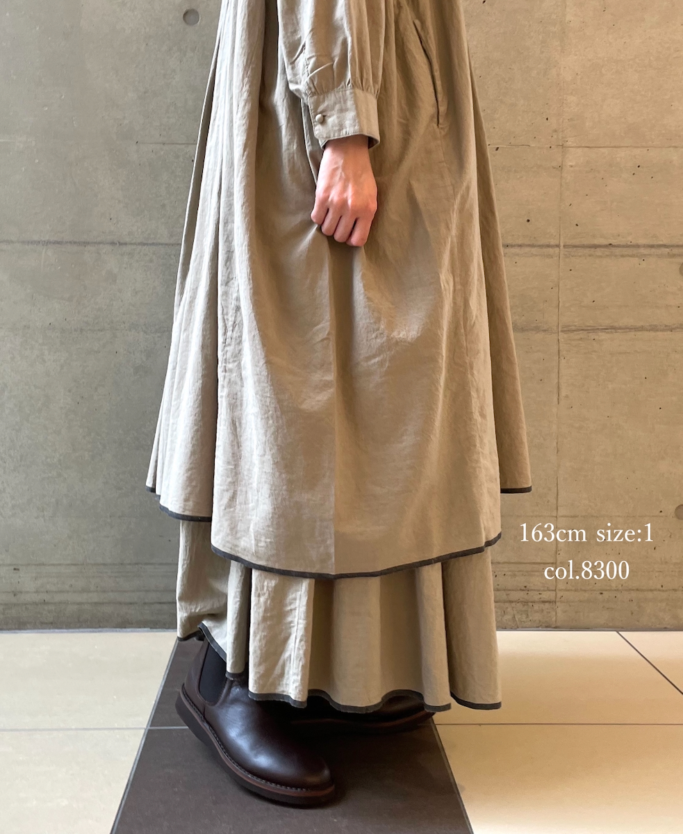 INMDS25724(ワンピース) HANDWOVEN HEAVY COTTON PLAIN MINI PINTUCK BANDED COLLAR SHIRT DRESS