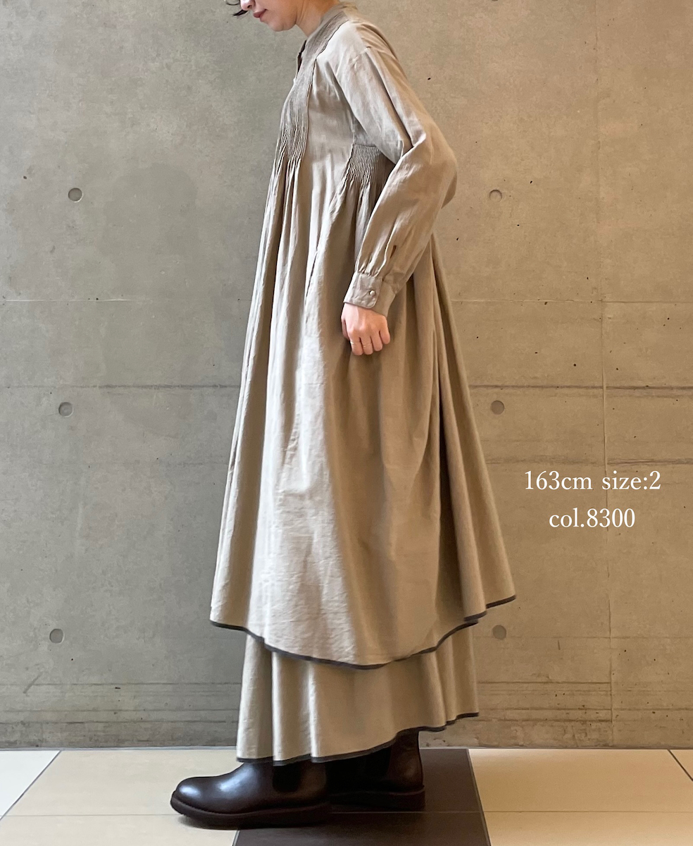 INMDS25725(スカート) HANDWOVEN HEAVY COTTON PLAIN FLARED SKIRT WITH PINTUCK