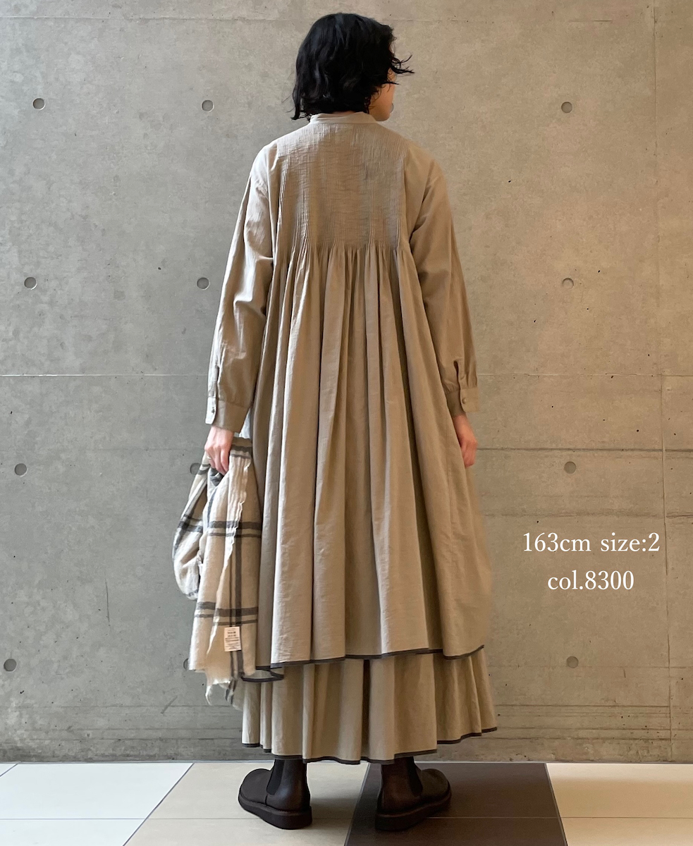 INMDS25725(スカート) HANDWOVEN HEAVY COTTON PLAIN FLARED SKIRT WITH PINTUCK