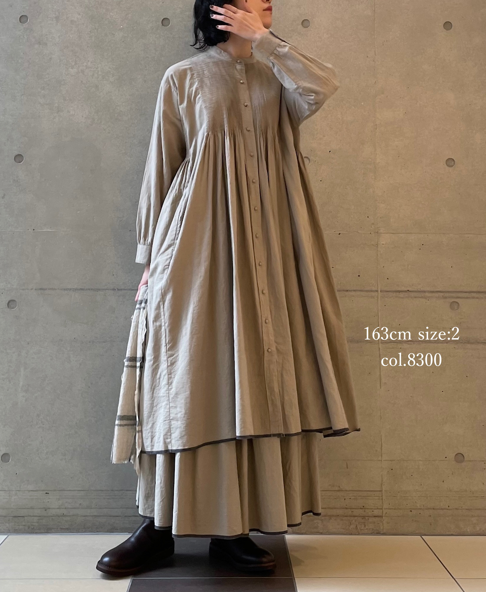 INMDS25725(スカート) HANDWOVEN HEAVY COTTON PLAIN FLARED SKIRT WITH PINTUCK