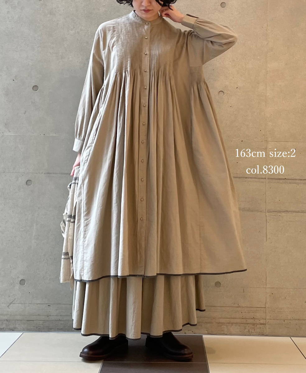 INMDS25725(スカート) HANDWOVEN HEAVY COTTON PLAIN FLARED SKIRT WITH PINTUCK
