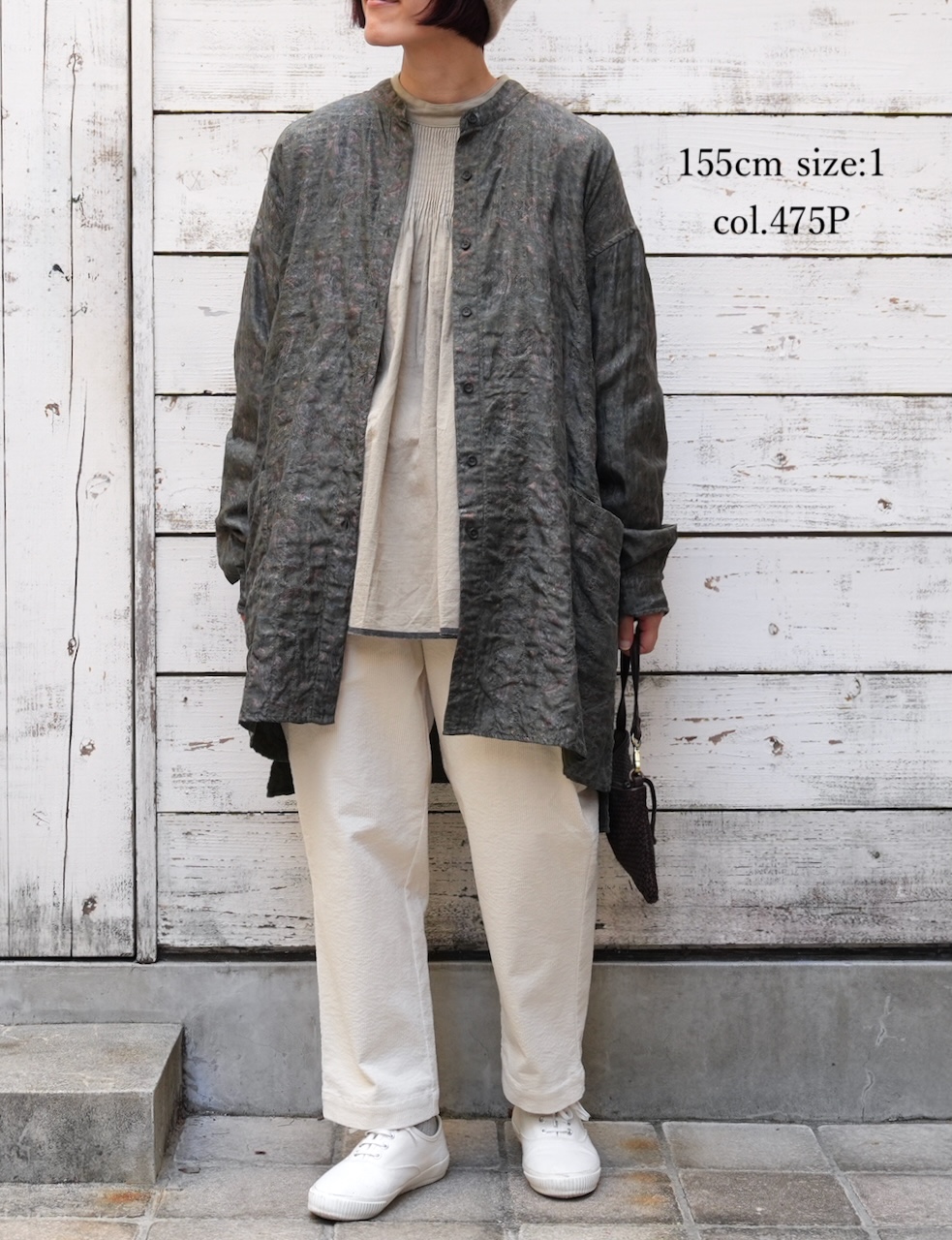 NMDS25575(シャツ) STITCHED BANGALORE SILK PAISLEY PRINT BANDED COLLAR SHIRT
