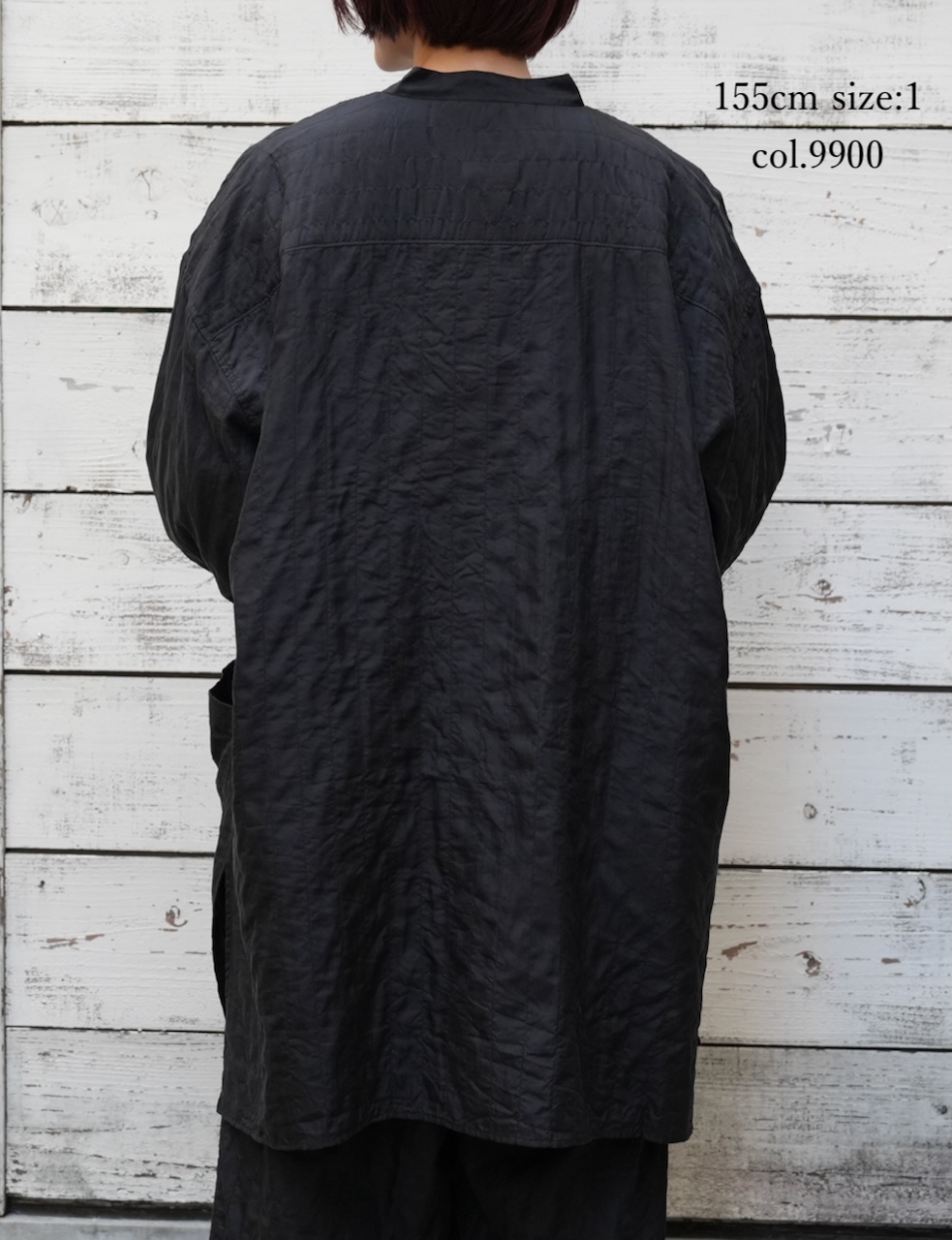 NMDS25583(シャツ) STITCHED BANGALORE SILK PLAIN BANDED COLLAR SHIRT