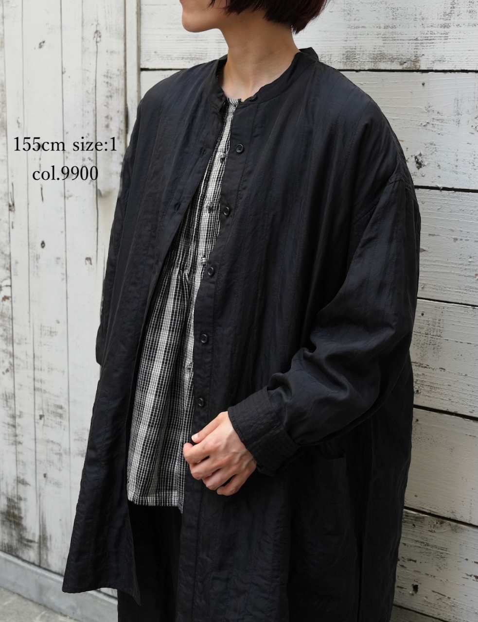 NMDS25583(シャツ) STITCHED BANGALORE SILK PLAIN BANDED COLLAR SHIRT