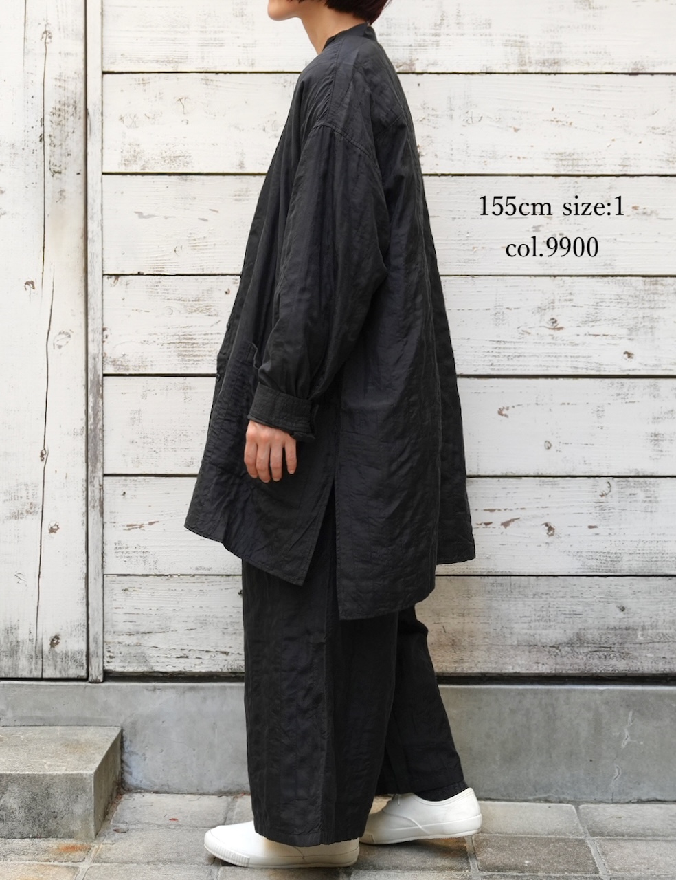 NMDS25583(シャツ) STITCHED BANGALORE SILK PLAIN BANDED COLLAR SHIRT