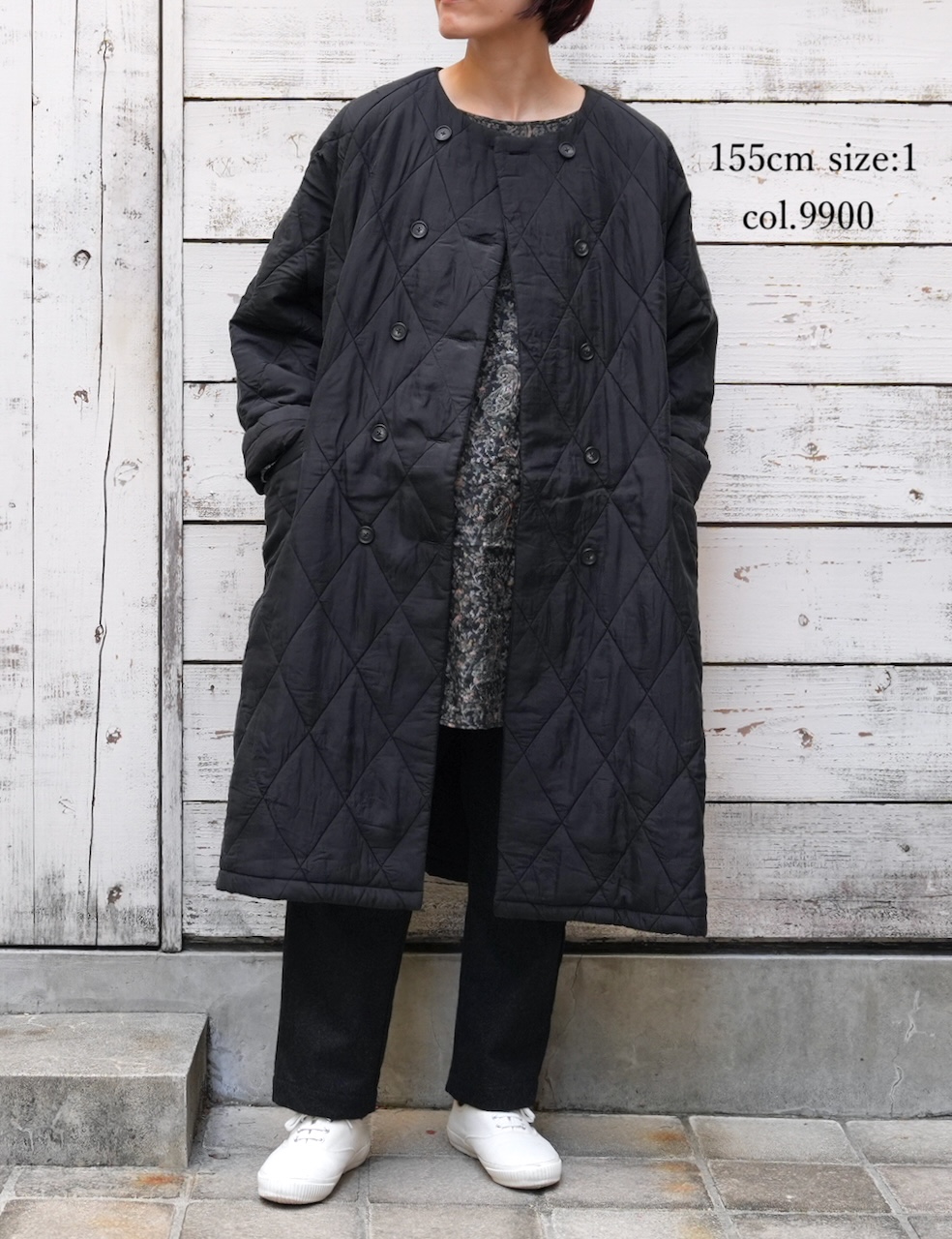 NMDS25581(コート) PADDED BANGALORE SILK PLAIN NO COLLAR DOUBLE COAT